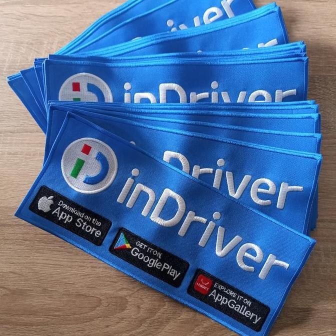 emblem besar inDriver biru bordiran punggung inDriver biru murah keren