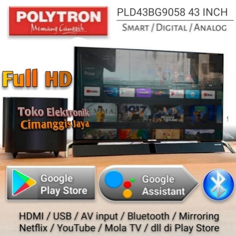 Smart tv led Polytron 43 inch Cinemax Soundbar android tv smart tv google tv DiM
