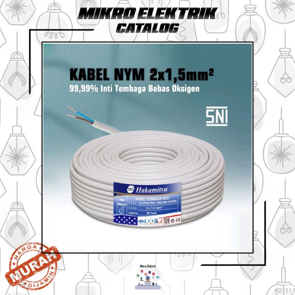 Kabel Listrik Tembaga HAKAMITSU NYM 2x1.5 SNI DiM