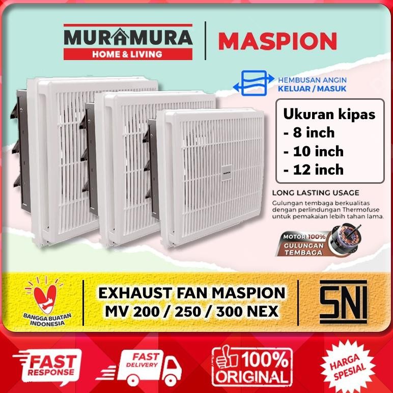 [BISA COD] MASPION Exhaust Fan Dinding MV-200/250/300 NEX - 8/10/12 Inch Hexos Garansi Murah DiM