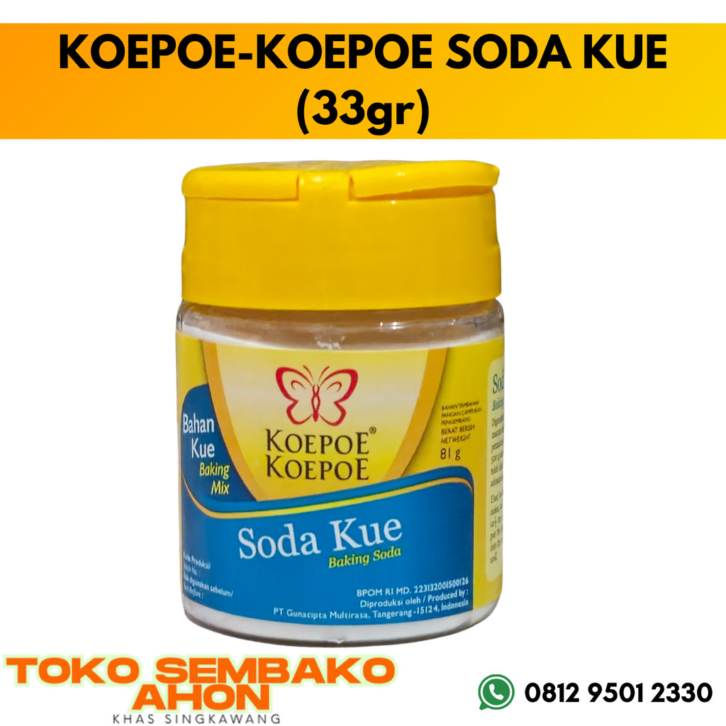 

KOEPOE-KOEPOE SODA KUE (33gr) / Baking Soda Koepoe Koepoe 33 gram / Soda Kue Pengembang Kue / Koepoe Koepoe Pengembang