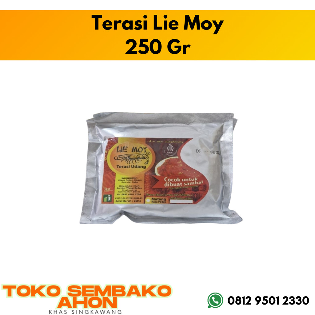 

Terasi Lie Moy 250 gr / Terasi Kalimantan Lie Moy / Terasi Udang Asli / Belacan Kalimantan / Bumbu Masakan Terasi