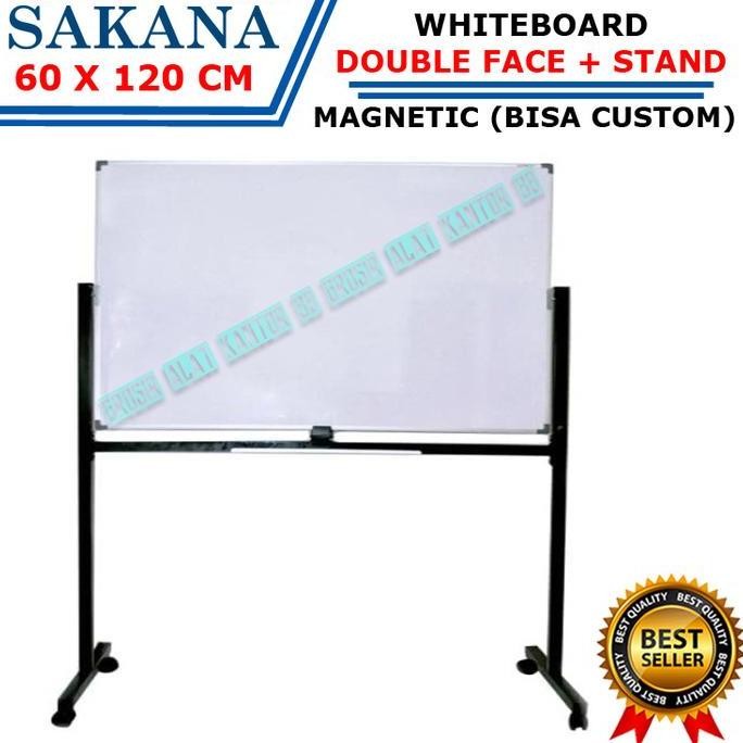 

Whiteboard Sakana 60 X 120 Double Face + Kaki / White Board 60X120 Stand / Papan Tulis New Stok