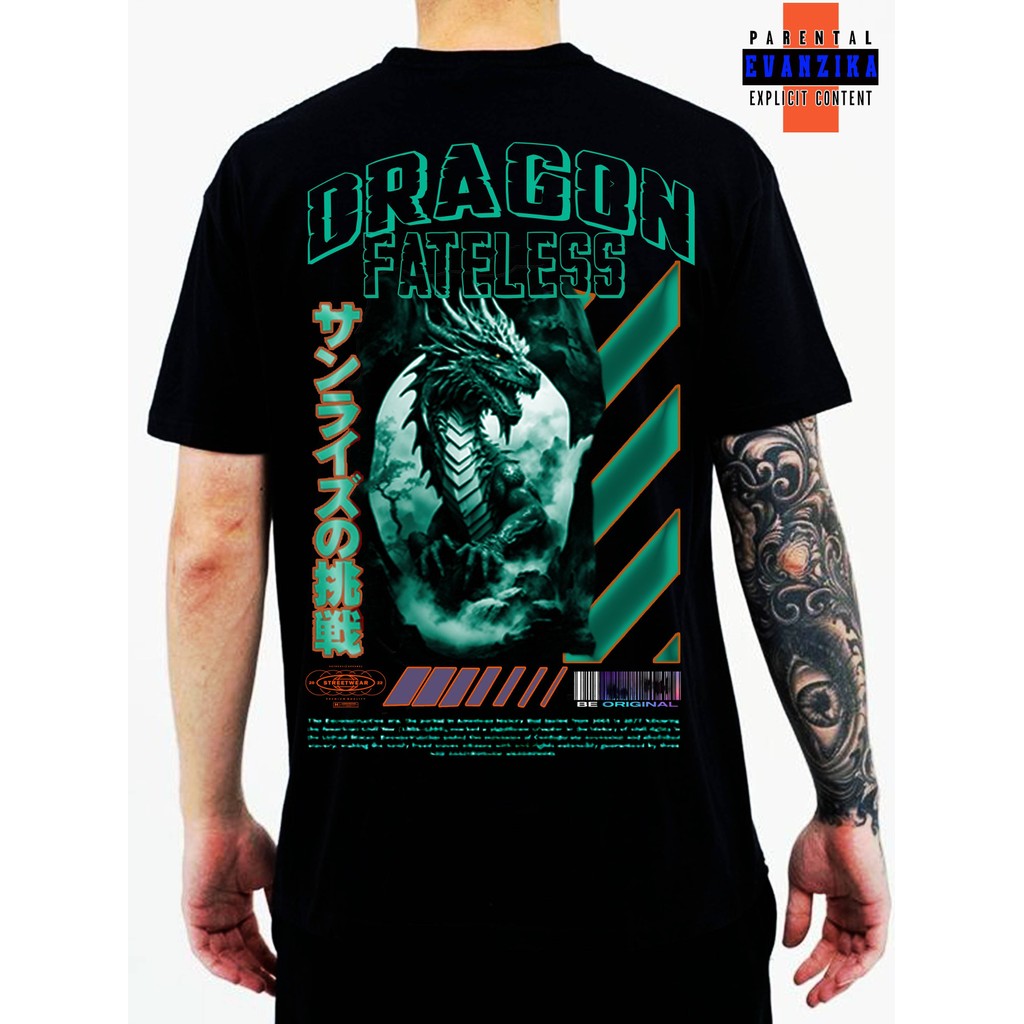 KAOS DISTRO KEREN BANGET 100 % COTTON 24s PREMIUM "DRAGON FATELESS" EVANZIKA T-SHIRT KAOS PRIA KAOS 