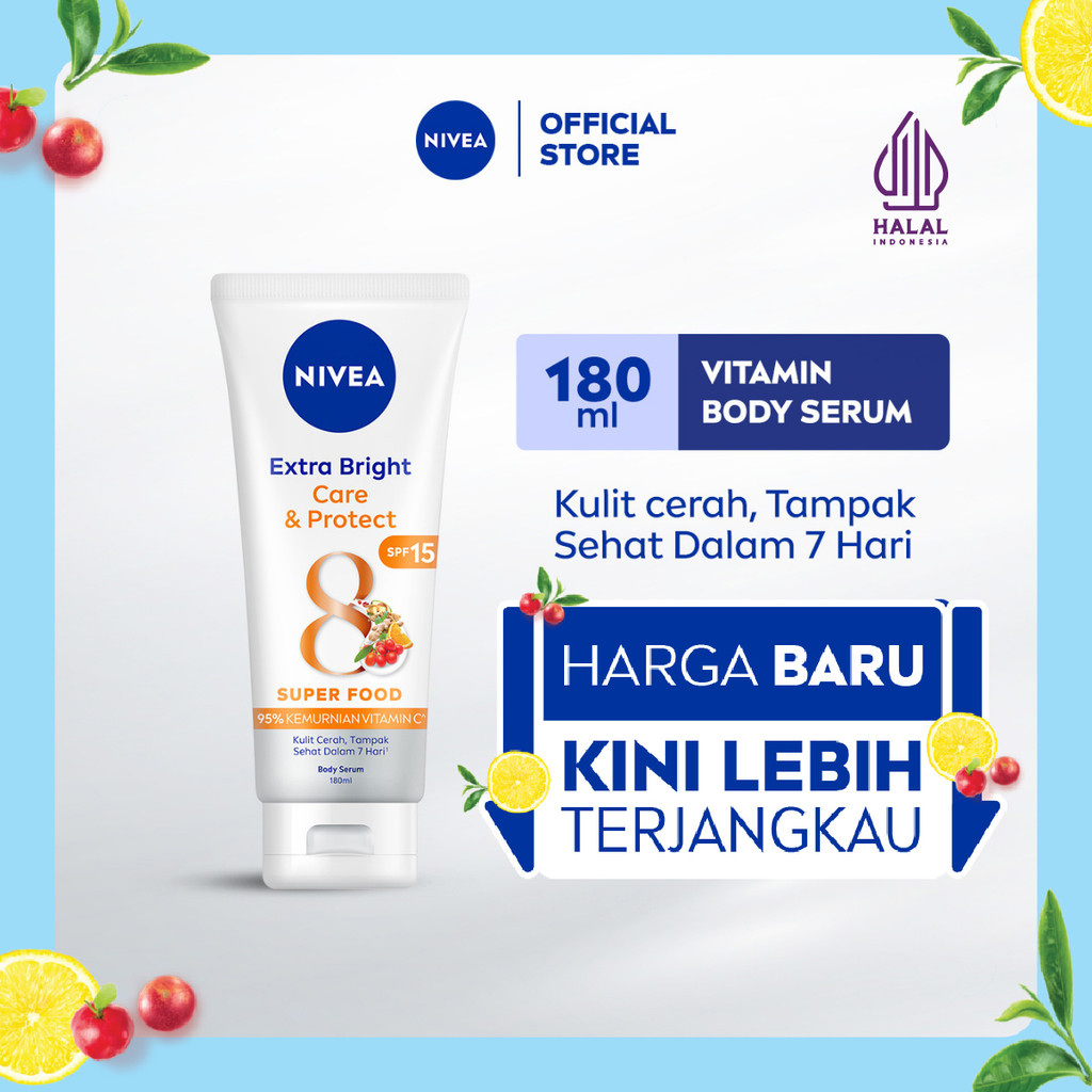 NIVEA Body Serum Extra Bright Care & Protect SPF 15 180ml - Hand body serum lotion moisturizer mence