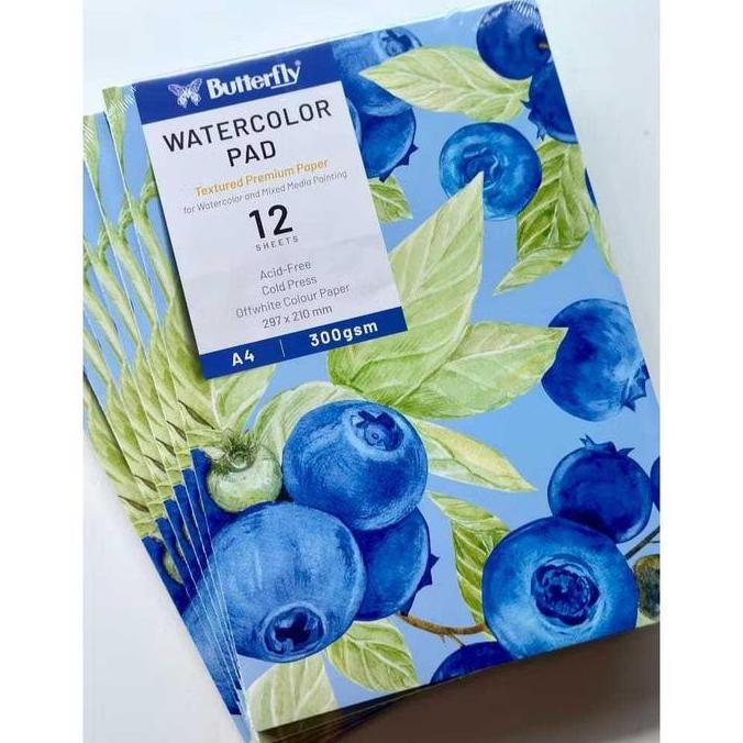 

Butterfly watercolor pad A4 300gsm 12lembar