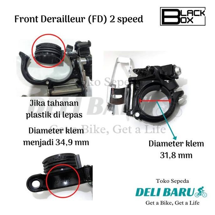 Blackbox Front Derailleur 2 speed FD dual pull sepeda MTB, lipat