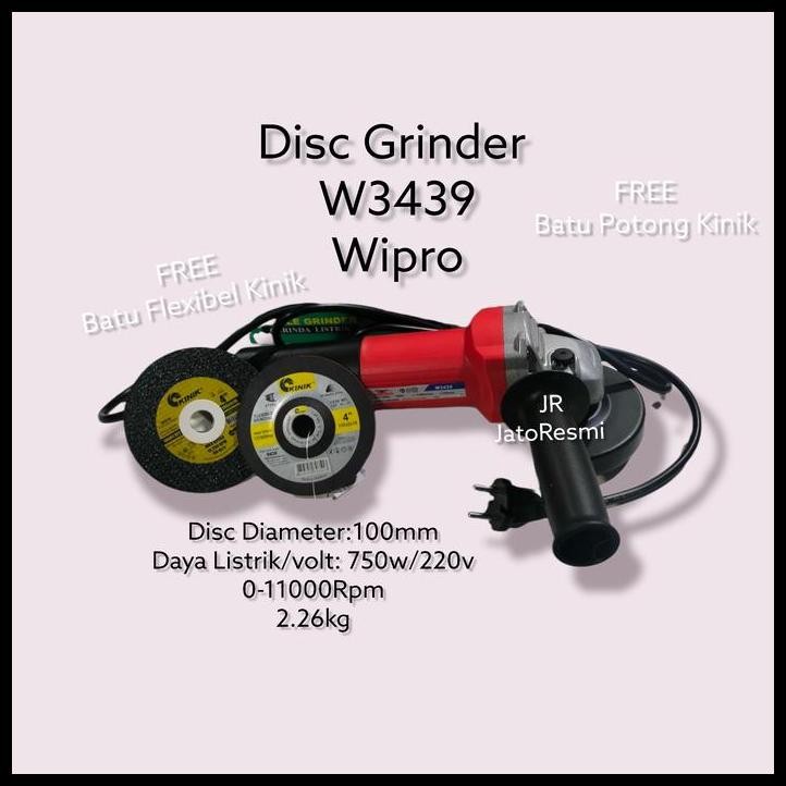TERBARU DISC GRINDER W3439 WIPRO MESIN GERINDA TANGAN 4" 