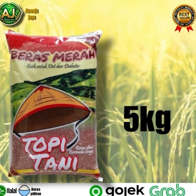 

Beras Merah Topi Tani 5Kg Merah Sosoh Organik