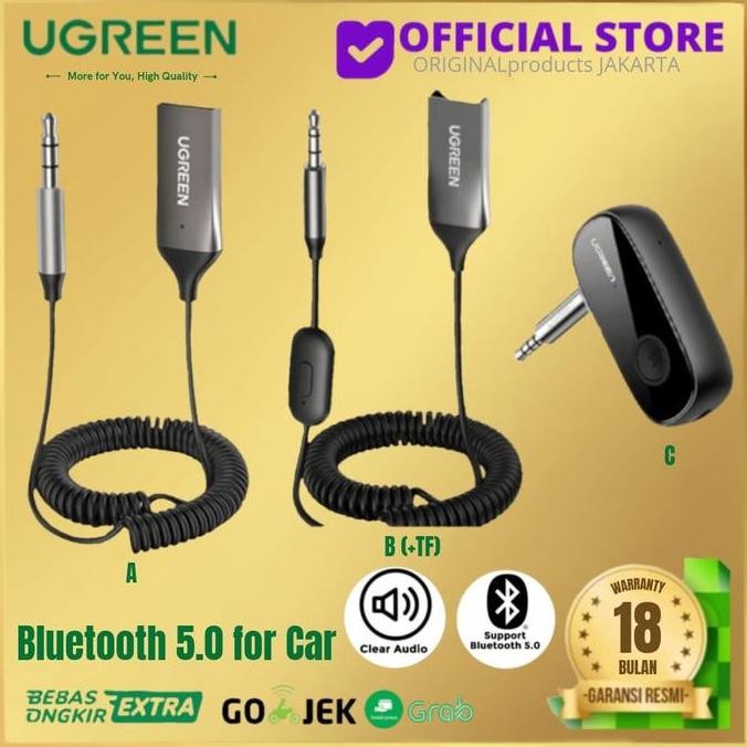 BARU UGREEN BLUETOOTH RECEIVER V5.0 AUDIO JACK 3.5MM MIC WIRELESS MOBIL SPEAKER