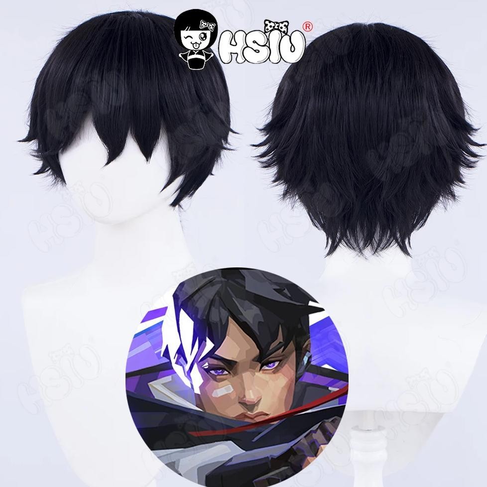 ISO Cosplay Wig Game VALORANT Cosplay Wig HSIU 30cm Black short hair Synthetic Wig+Wig cap valorant 