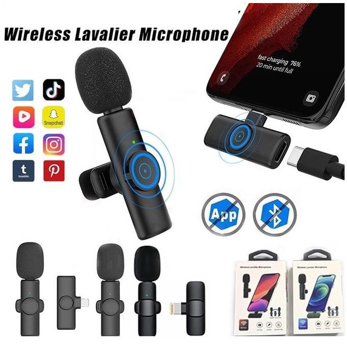 BARU MIC CLIP ON WIRELESS HP LAPTOP VLOG ZOOM LIVE - MICROPHONE NIRKABEL PORTABLE