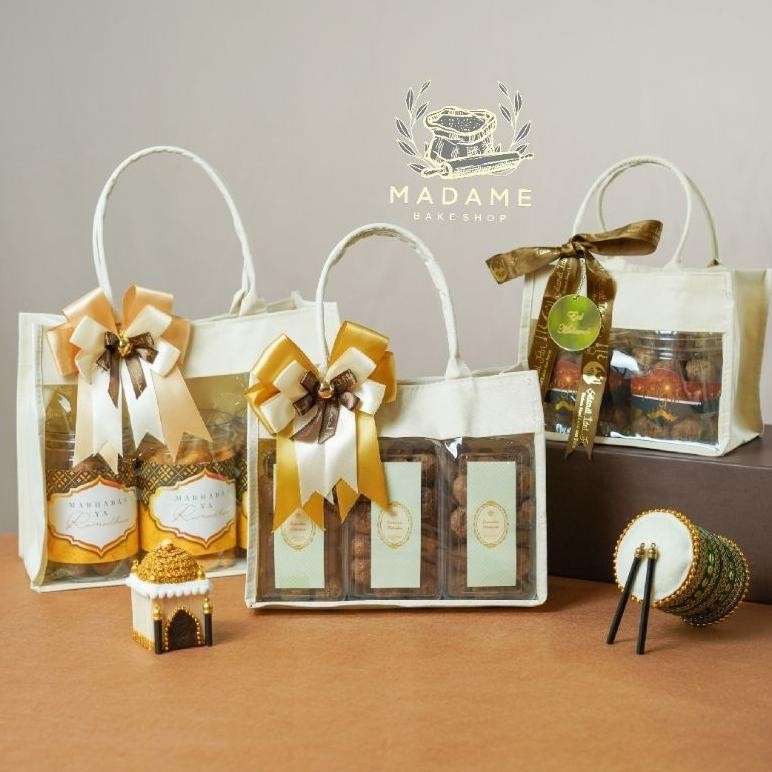 

rwet-23 vb-8 Goodie Bag Tas Mika Kombinasi Hampers Muat Toples Jar Idul Fitri - Hijau / Cream Polos Sale Terlaris