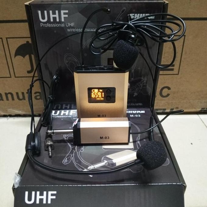 BARU MIC WIRELESS SHURE M-03HC | CLIP ON + HEADSET MIC WIRELESS KOMPLIT