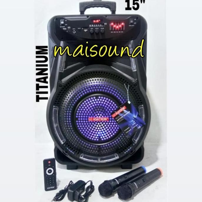 BARU SPEAKER PORTABLE ASATRON HT 8873 TITANIUM 15 INCH + MIC WIRELESS MEETING