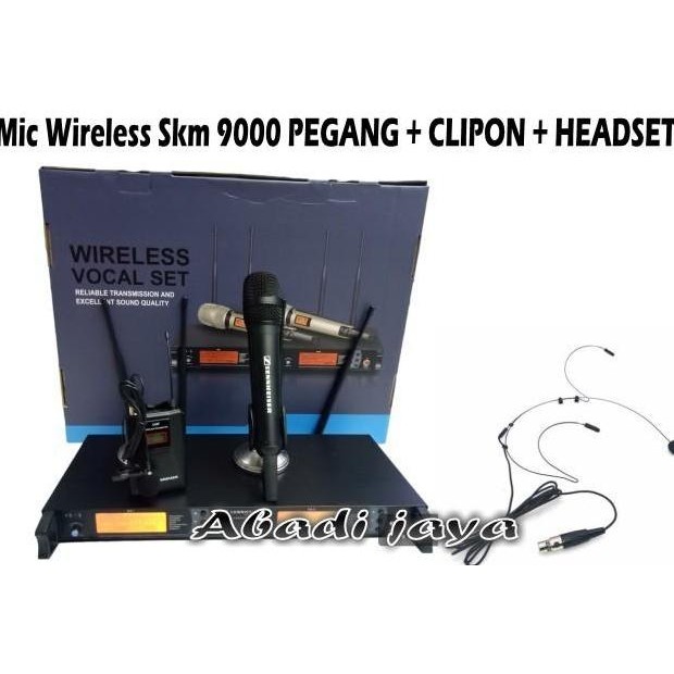 BARU MIC WIRELESS SENNHEISER SKM9000 DUAL PEGANG + CLIP ON MIC UHF PROFESSIONAL
