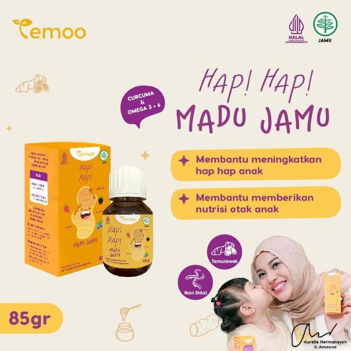 

TERMURAH TEMOO HAP HAP MADU ANAK 85GR | JAMU MADU TEMULAWAK IKAN SIDAT OMEGA 3 & 6