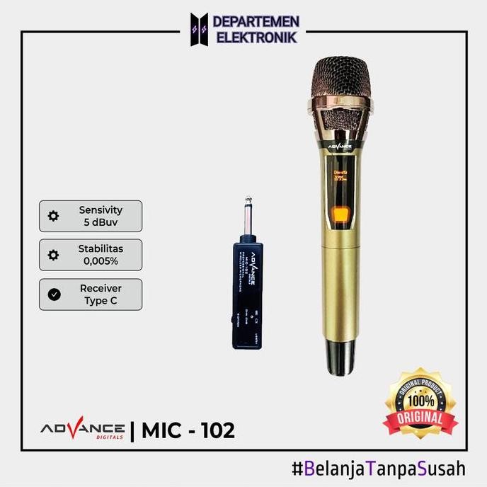 BARU MIC WIRELESS ADVANCE 102 DUAL CHANNEL WIRELESS TANPA KABEL KUALITAS BAGUS