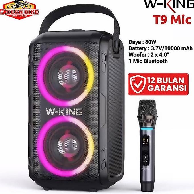 BARU SPEAKER PORTABLE WIRELESS W-KING T9 + MIC BLUETOOTH KARAOKE SPEAKER