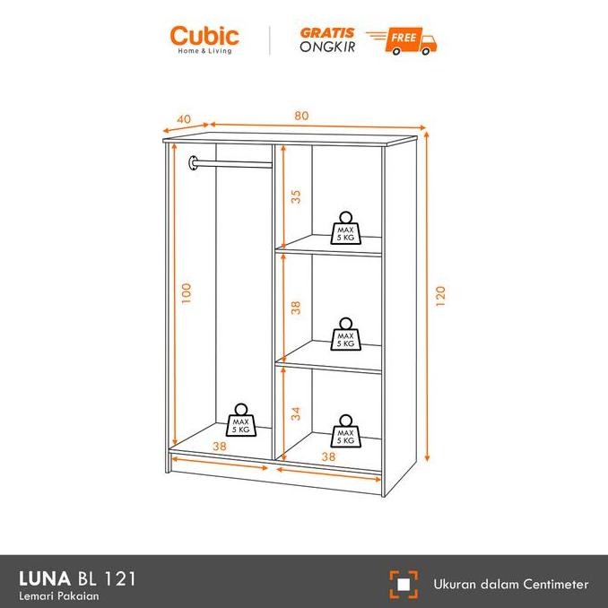 Cubic Lemari Pakaian Bergambar / Lemari Kecil 2 Pintu Minimalis / LUNA BL 121