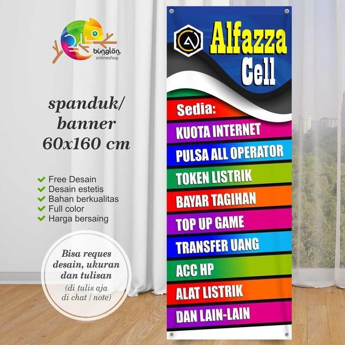 ready Size 60x160 Cm, Spanduk Banner Konter Pulsa, Listrik, Dll