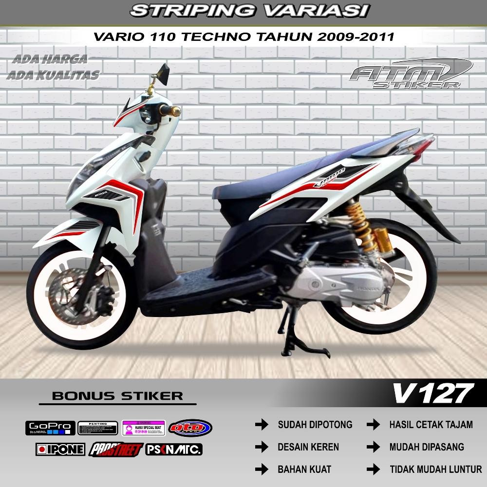 Stiker striping variasi honda vario 110 techno tahun 2009-2011