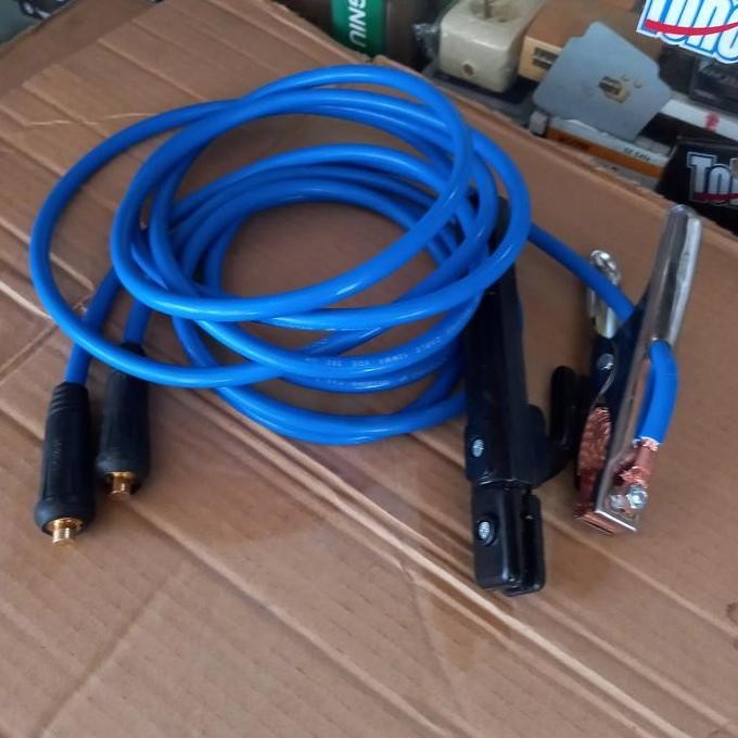 Paket Set Stang Las & Stang Masa & Kabel Las Listrik 3 Meter Biru