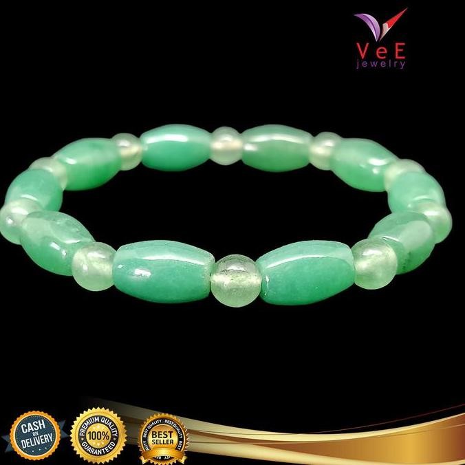Gelang Batu Giok Cina Asli Hijau Tua Tabung - Vee Pria Wanita Terapi