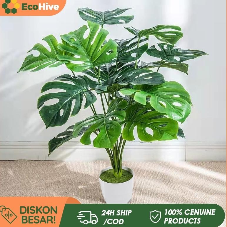 Daun Jumbo 1 Meter Daun 18/24 CABANG Plastik Hias Dekorasi Bunga Sudut Rumah Daun Artificial Bunga P