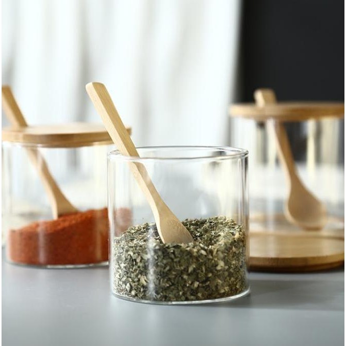 TEMPAT BUMBU 3 SET PCS - TEMPAT GULA GARAM MERICA 3 JAR - TOPLES BUMBU MURAH TIGA JAR BAHAN KACA - S