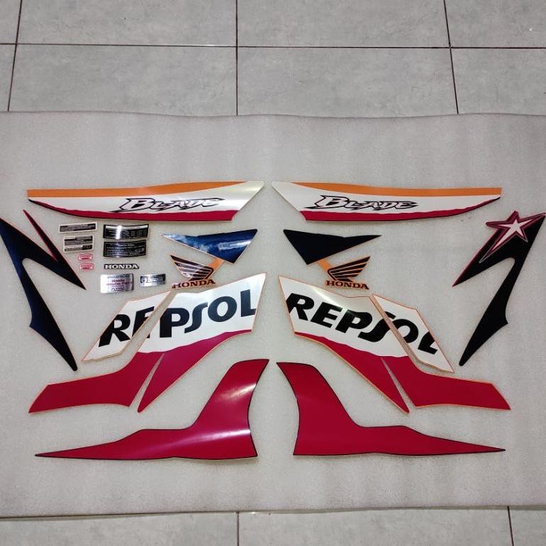 Stiker stripping striping decal graphic Honda Blade repsol orange 110 2009 2010 ori original karbu k