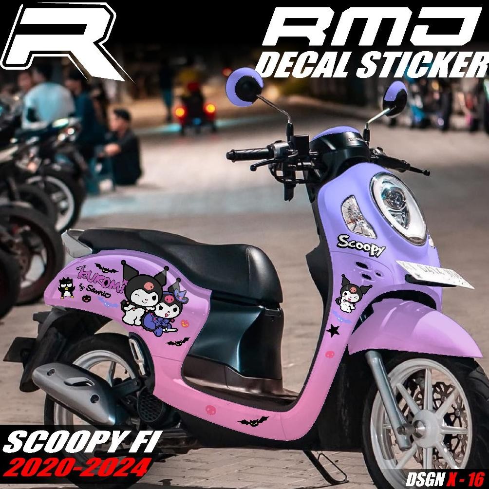 Decal Scoopy New Prestige 2020 2021 2024 Dekal Stiker Variasi Motor Full Blok Motif Lucu Kuromi