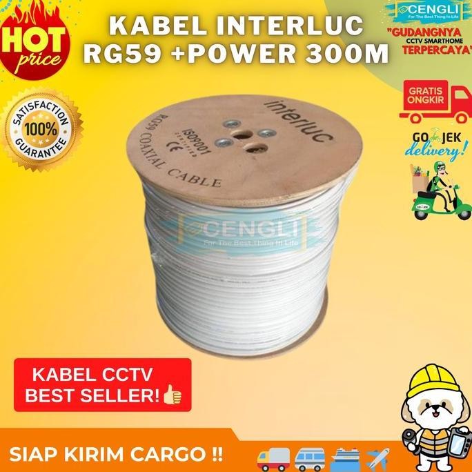 ASLI KABEL CCTV RG59 + POWER EDGE 300 METER GULUNGAN KAMERA PENGAWAS OUTDOOR