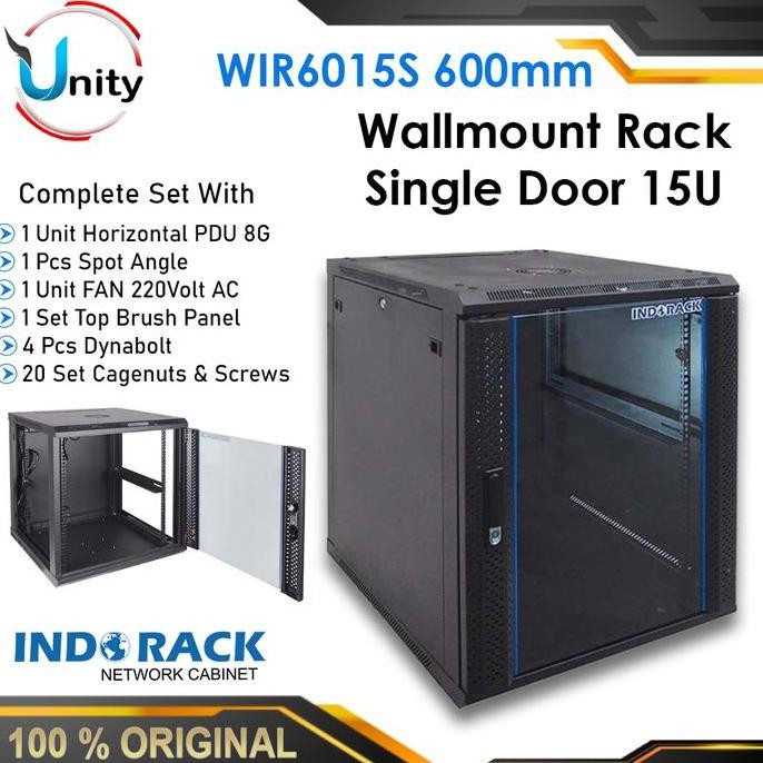 Rack Server Indorack 15U Wir6015S Wallmount Rack Single Door 15U New Stok