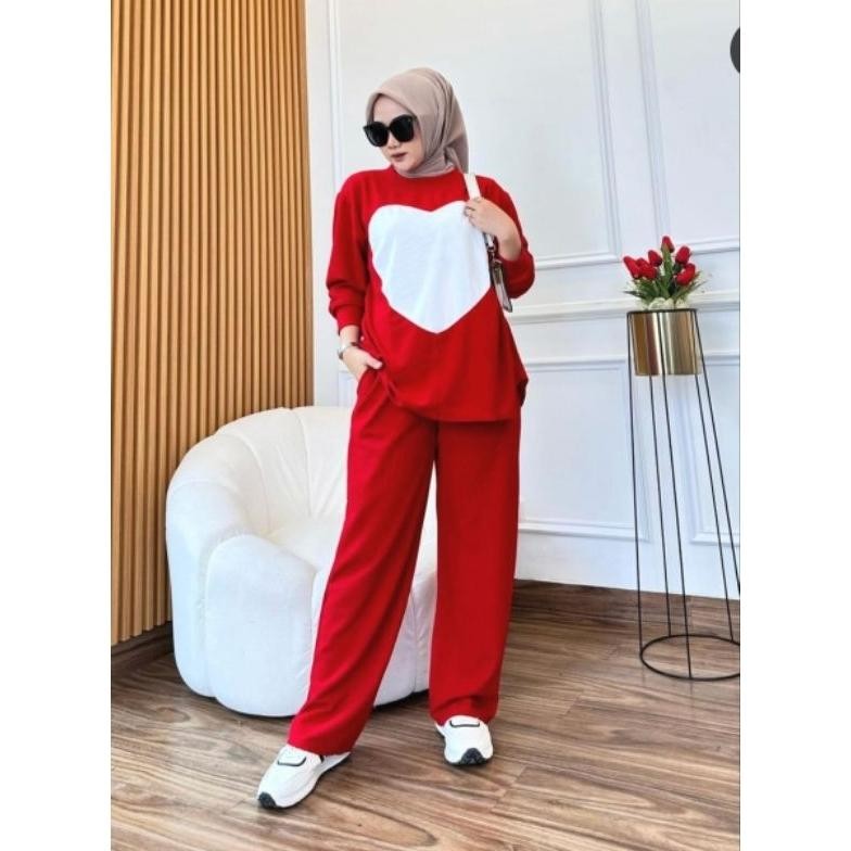 Love One Set Merah Putih / Setelan Muslim / Setelan Merah Putih / Setelan Agustusan / Baju Merah Put