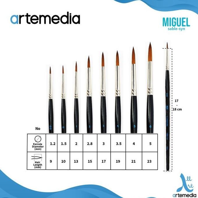 

Promo Kuas Lukis Artemedia Miguel Round Sable-Syn Brush - Kuas Cat Air/Akrilik Profesional