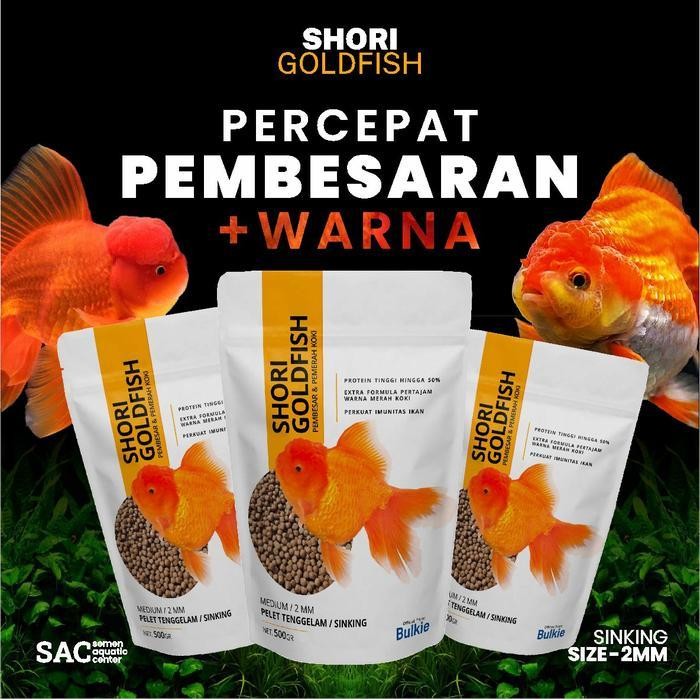 Pakan Pelet Ikan Koki Shori Goldfish Untuk Pembesaran Cepat Dan Warna