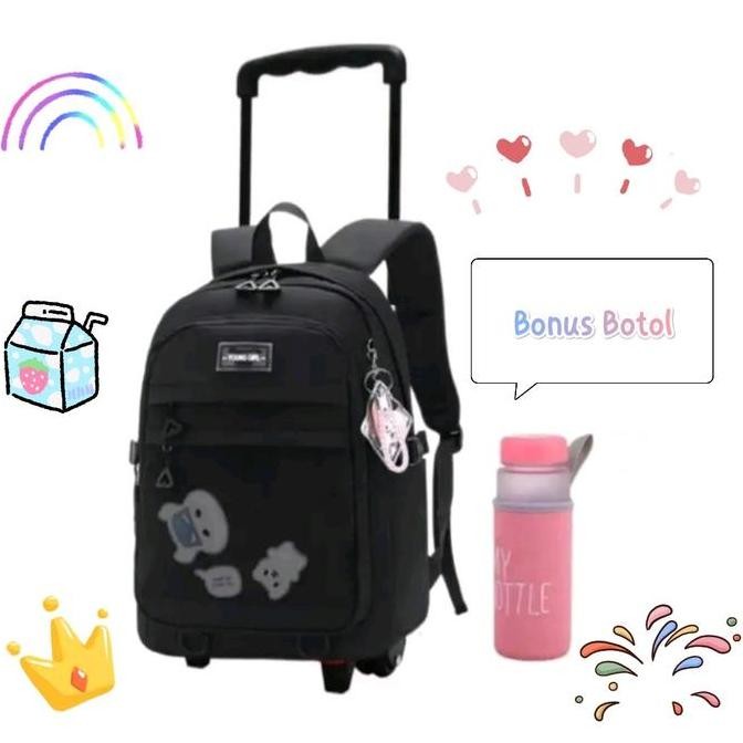 Promo / Terlaris Tas Troli Anak Sekolah Bonus Botol Gambar Kartun Gosh / Tas Dorong Koper Anak Unise