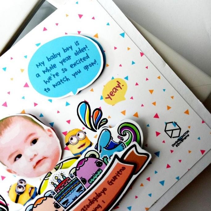 ready stock  Bingkai Doodle Art Monsters Pop Up Frame Birthday Portrait