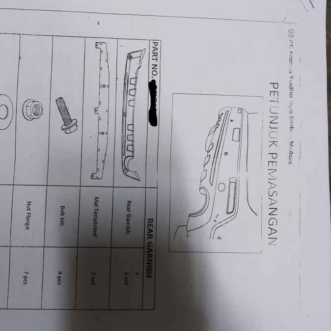 spoiler garnish bemper belakang Outlander sport 2012-2013 limited asli