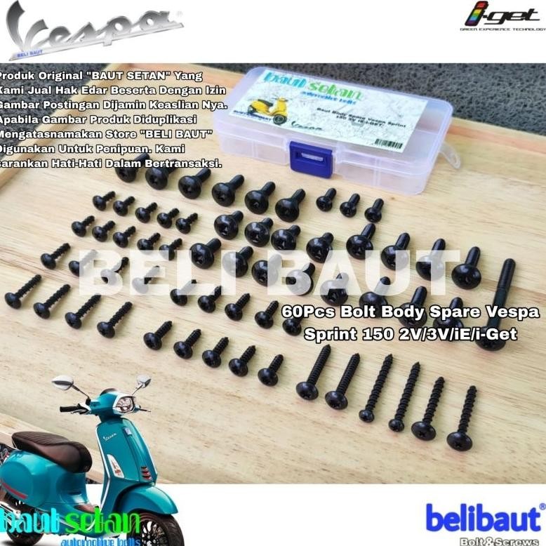 60Pcs Baut Body spare Vespa Sprint 150/Baut Cadangan body Vespa Sprint 150 3V