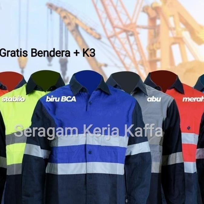 new  COD Wearpack Safety Seragam Kerja Baju kombi Lengan Panjang Kuning