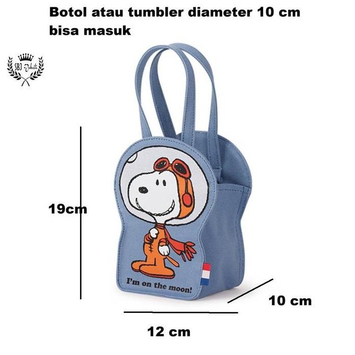 Tas Botol Termos Tumbler Sarung Botol Minum Tali Pendek Snoopy Diameter Besar