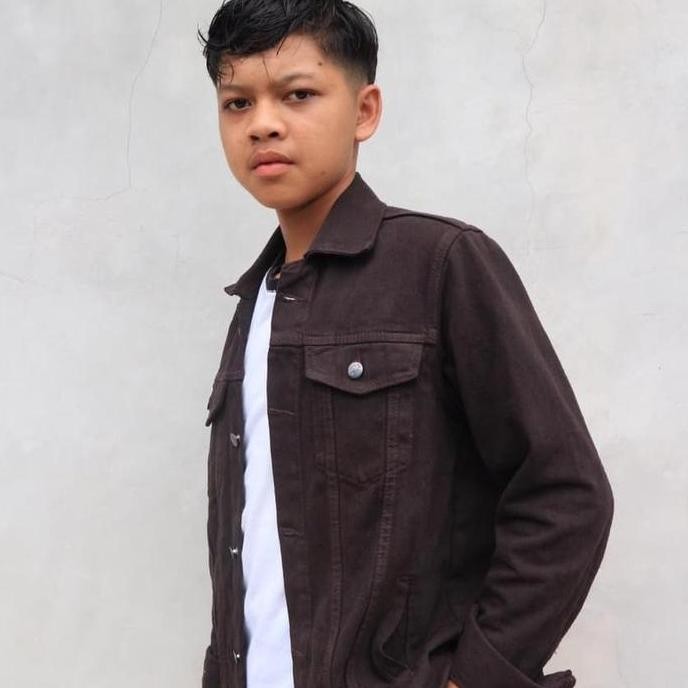 jaket jeans Broadams pria warna coklat ukuran MLXLXXL