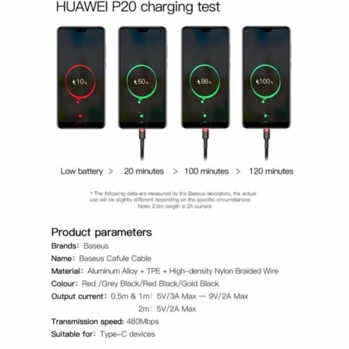 Cod Baseus Cafule Kabel Charger Usb A To Type C 1M - Catklf-B Iq45