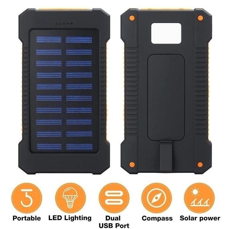 Hot Cod50000 Mah Powerbank Solar Cell Tenaga Matahari Dual Usb Flashlight Daya Ponsel Powerbank Sola