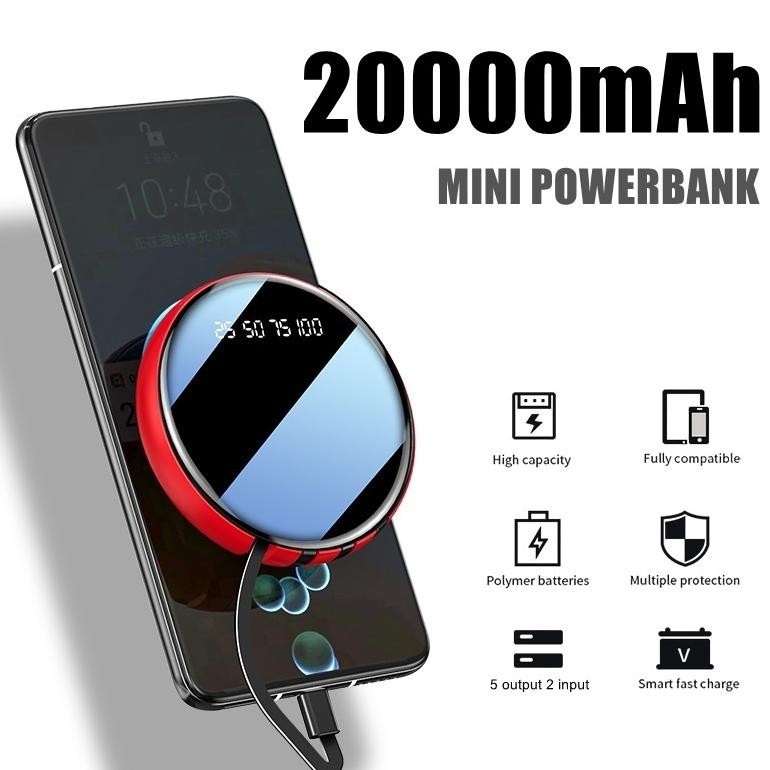 [Promo.. Mini Power Bank Fast Charging Kapasitas Nyata Powerbank Pawer Bank Original 100% Ori 20000M