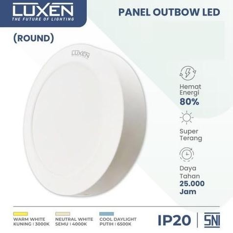 Lampu Led Panel Luxen / Downlight Led Luxen Panel 12W Bulat Outbow