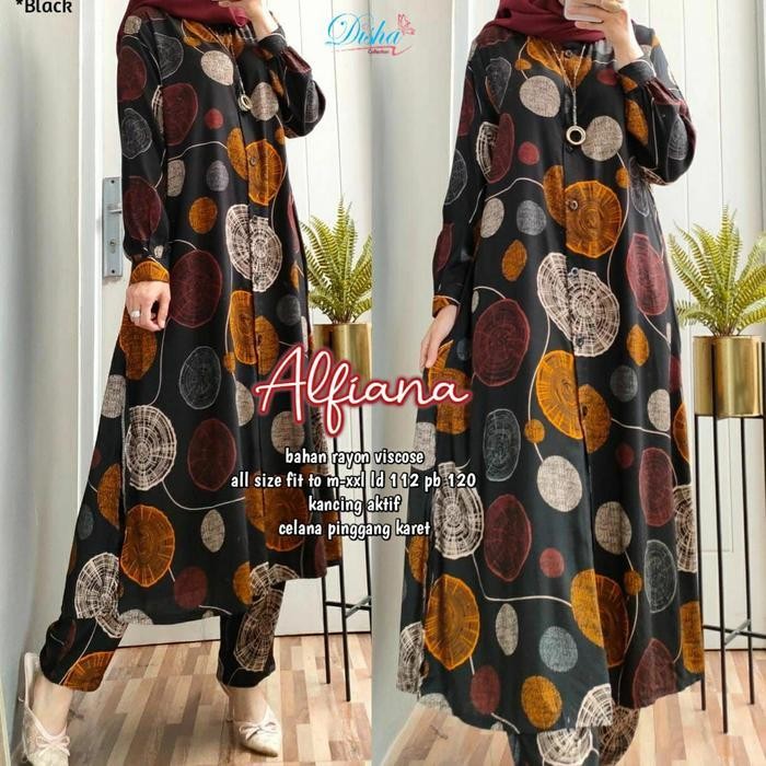 DWF Alfiana aet setelan celana wanita long tunik+celana busui jumbo