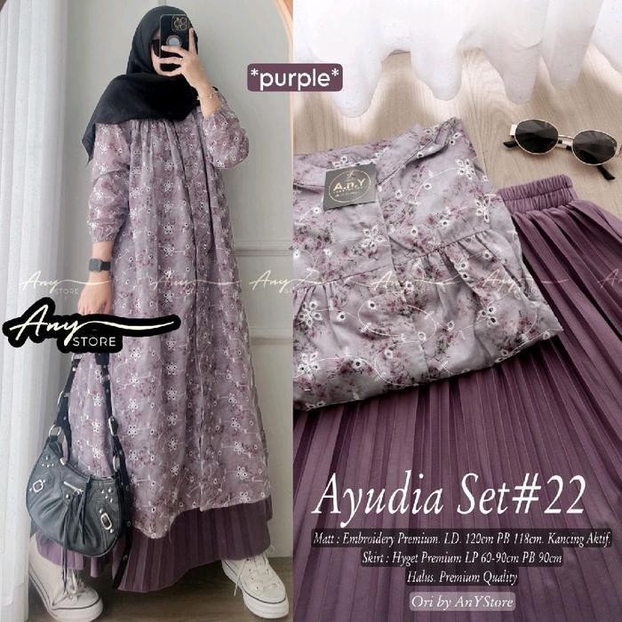 DWF Ayudia #19 #20 #21 #22 #24 #25 #26 #27 Set Setelan tunik dan rok by A.N.Y rok panjang plisket lo